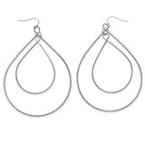 Wire Wrap Dangle-Earrings Silver-Tone Color  #LQE1395