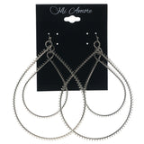 Wire Wrap Dangle-Earrings Silver-Tone Color  #LQE1395