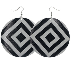 Black & White Colored Metal Dangle-Earrings #LQE1399