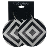 Black & White Colored Metal Dangle-Earrings #LQE1399