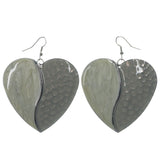 Heart Dangle-Earrings Silver-Tone & White Colored #LQE1403
