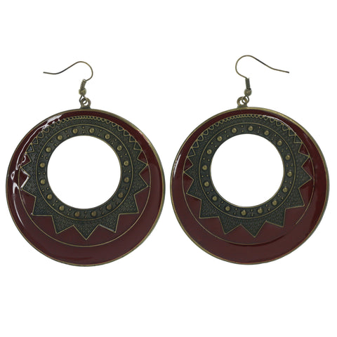 Red & Gold-Tone Colored Metal Dangle-Earrings #LQE1410
