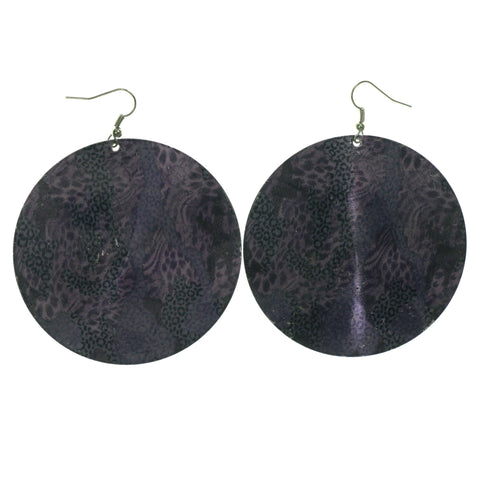 Cheetah Dangle-Earrings Purple & Silver-Tone Colored #LQE1417