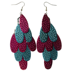 Pink & Blue Colored Metal Chandelier-Earrings #LQE1475