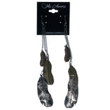 Feather Drop-Dangle-Earrings Silver-Tone & Bronze-Tone Colored #LQE1476