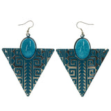 Blue & Silver-Tone Colored Metal Dangle-Earrings With Stone Accents #LQE1478