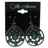 Silver-Tone & Multi Colored Metal Dangle-Earrings With Bead Accents #LQE1515