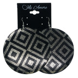 Silver-Tone & Black Colored Metal Dangle-Earrings #LQE1524