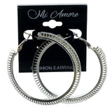 Wire Wrap Glittered Sparkly Hoop-Earrings Silver-Tone Color  #LQE1529