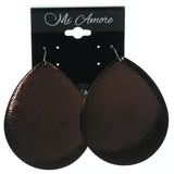 Brown & Silver-Tone Colored Metal Dangle-Earrings #LQE1569