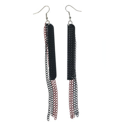 Black & Red Colored Metal Dangle-Earrings #LQE1574