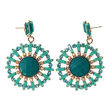 Blue & Silver-Tone Metal Dangle-Earrings Crystal Accents