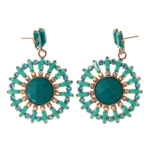 Blue & Silver-Tone Metal Dangle-Earrings Crystal Accents