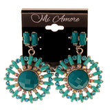 Blue & Silver-Tone Metal Dangle-Earrings Crystal Accents