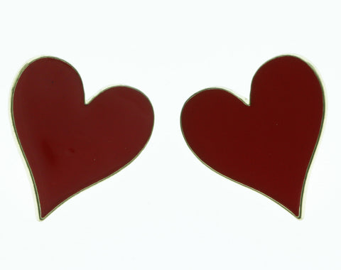 Gold-Tone & Red Colored Metal Stud-Earrings LQE221