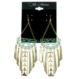 Gold-Tone & Multi Colored Metal Dangle-Earrings #LQE245