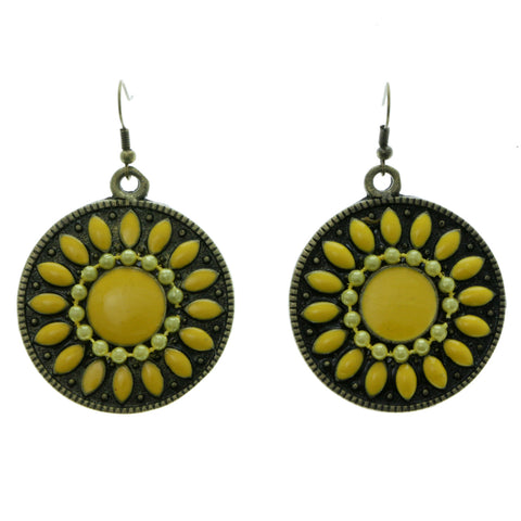 Gold-Tone & Multi Colored Metal Dangle-Earrings LQE267