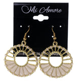 White & Gold-Tone Colored Metal Dangle-Earrings #LQE2908