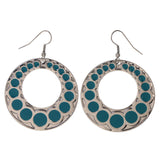 Silver-Tone & Blue Colored Metal Dangle-Earrings #LQE2920