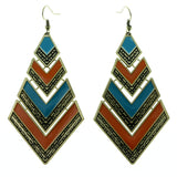 Gold-Tone & Multi Colored Metal Dangle-Earrings #LQE293