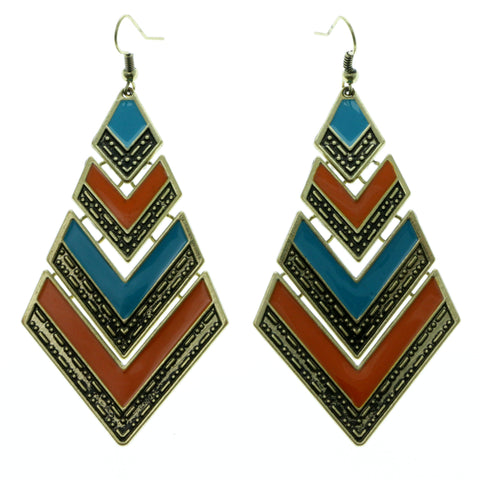 Gold-Tone & Multi Colored Metal Dangle-Earrings #LQE293