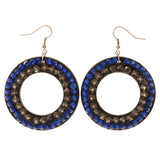 Black & Blue Colored Acrylic Dangle-Earrings With Crystal Accents #LQE2943