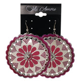 Pink & Silver-Tone Colored Metal Dangle-Earrings #LQE2960