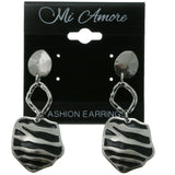 Silver-Tone & Black Colored Metal Dangle-Earrings #LQE297
