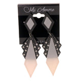 Black & White Colored Acrylic Dangle-Earrings With Crystal Accents #LQE2983