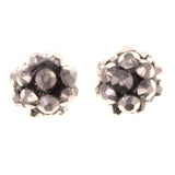 Silver-Tone & Black Colored Metal Stud-Earrings With Crystal Accents #LQE2998