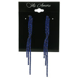 Blue Metal Drop-Dangle-Earrings With Crystal Accents #LQE481
