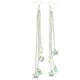 Crown Lock Drop-Dangle-Earrings  With Bead Accents Silver-Tone Color #LQE483