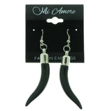 Tusk Dangle-Earrings Black & Silver-Tone Colored #LQE484