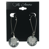 Silver-Tone Metal Drop-Dangle-Earrings With Crystal Accents #LQE902