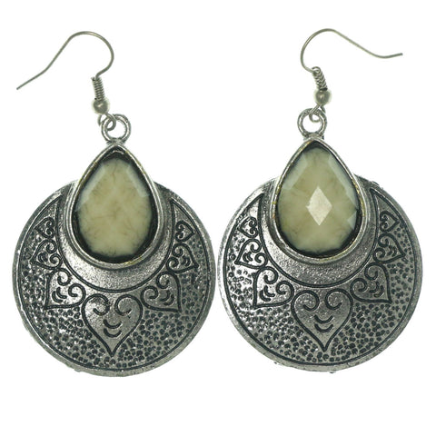 Heart Dangle-Earrings With Stone Accents White & Silver-Tone Colored #LQE905