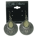 Heart Dangle-Earrings With Stone Accents White & Silver-Tone Colored #LQE905