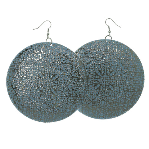 Blue & Silver-Tone Colored Metal Dangle-Earrings #LQE923