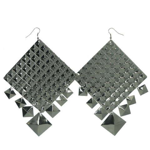 Silver-Tone Metal Dangle-Earrings #LQE926