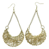 Wire Wrap Dangle-Earrings Gold-Tone Color  #LQE929