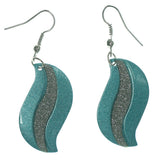 Sparkle Glitter Dangle-Earrings Blue & Silver-Tone Colored #LQE935