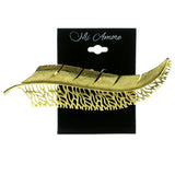 Feather Brooch Pin Gold-Tone Color  #LQP127