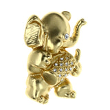 Elephant Drum Brooch-Pin  With Crystal Accents Gold-Tone Color #LQP1318