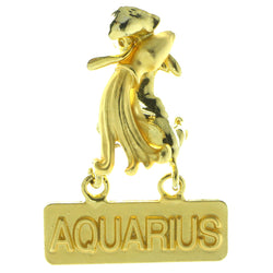 Zodiac Aquarius Brooch Pin Gold-Tone Color  #LQP133