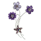 Flower Brooch-Pin With Crystal Accents Purple & Silver-Tone Colored #LQP1361