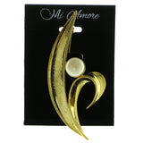 Gold-Tone & Black Colored Metal Brooch Pin With Crystal Accents #LQP141