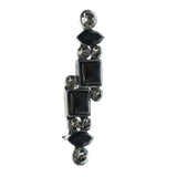 Silver-Tone & Black Colored Metal Brooch-Pin With Crystal Accents #LQP1430