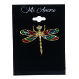 Dragonfly Brooch-Pin With Crystal Accents Colorful & Gold-Tone Colored #LQP1440