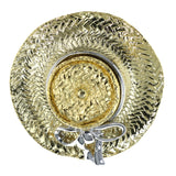 Woven Sun Hat Bow Brooch-Pin Gold-Tone & Silver-Tone Colored #LQP1451