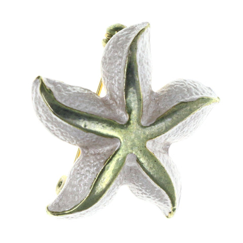 Starfish Nautical Brooch-Pin Pink & Gold-Tone Colored #LQP1477
