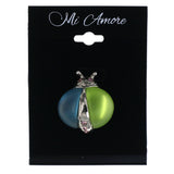 Frosted Bug Brooch-Pin With Bead Accents Blue & Green Colored #LQP1491